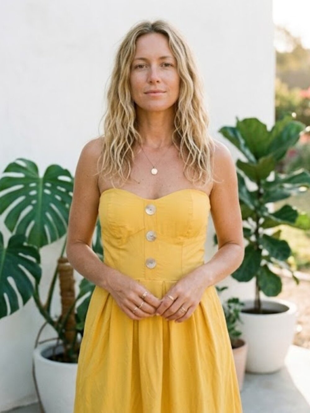 Derek Hart Yellow Smocked Strapless Mini Dress Medium